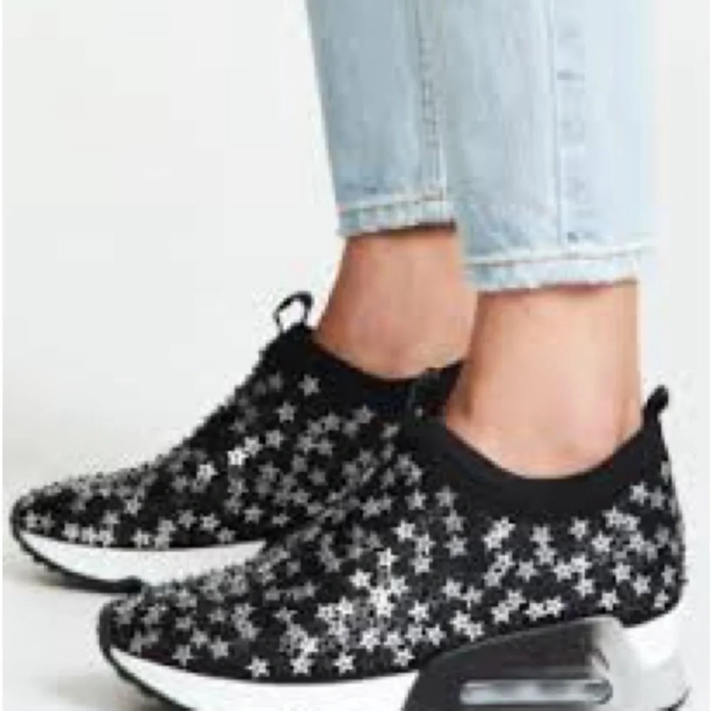 Ash Lightning Star Slip On Wedge Sneakers Black and Silver - Picture 10 of 10